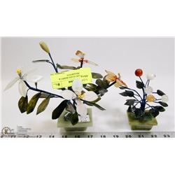 2PC SET JADE GLASS BERRY & FLOWER ORNAMENTS