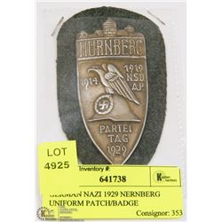 GERMAN NAZI 1929 NERNBERG UNIFORM PATCH/BADGE