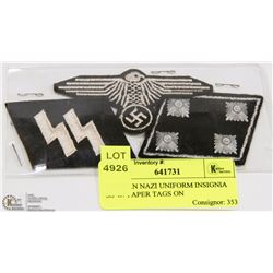 GERMAN NAZI UNIFORM INSIGNIA SS W/ PAPER TAGS ON