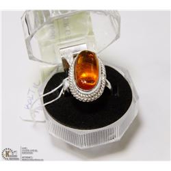 #16-BALTIC AMBER GEMSTONE RING
