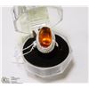Image 1 : #16-BALTIC AMBER GEMSTONE RING