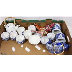 TWO JAPANESE TEA SETS AND OTHER ASIAN DISHES