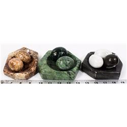 FLAT OF STONE EGGS AND HOLDERS