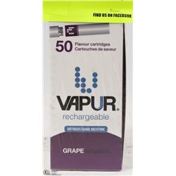 50 VAPUR RECHARGEABLE GRAPE FLAVOUR CARTRIDGES