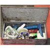 Image 1 : METAL BOX WITH TOOLS, PROPANE TORCH, SPOOL OF AUTO