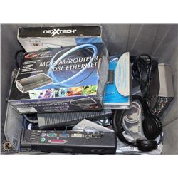 BOX OF ELECTRONICS, COMPUTER COMPONENTS AND MORE