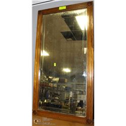 VINTAGE OAK MIRROR WITH ORIGINAL BEVELED MIRROR