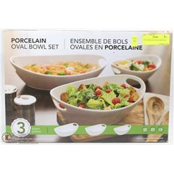 3 PC PORCELAIN OVAL BOWL SET