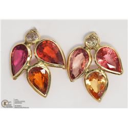 14K YELLOW GOLD SAPPHIRE & DIAMOND EARRINGS