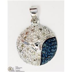 STERLING SILVER BLUE & WHITE DIAMOND PENDANT