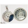 Image 2 : STERLING SILVER BLUE & WHITE DIAMOND PENDANT