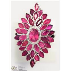 STERLING SILVER RUBY HEAVY RING