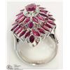Image 2 : STERLING SILVER RUBY HEAVY RING