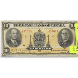 1935 RARE ROYAL BANK OF CANADA $10 BILL