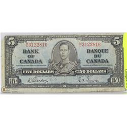 1937 CANADIAN $5 BILL