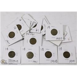 KING GEORGE VI SMALL CENT - 17 TOTAL (1937-1952)