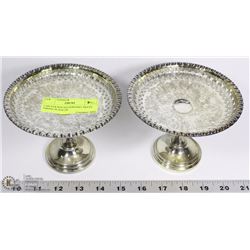2-SILVER ROUND SERVING TRAYS VIKING PLATE EP