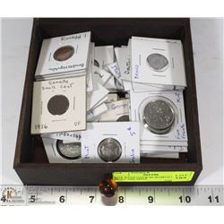 BOX WITH OVER 60 WORLD COINS