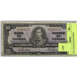 1937 CANADIAN $10.00 BILL