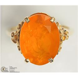 10K YELLOW GOLD MEXICAN FIRE OPAL SOLITAIRE RING