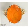 Image 1 : 10K YELLOW GOLD MEXICAN FIRE OPAL SOLITAIRE RING