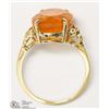 Image 2 : 10K YELLOW GOLD MEXICAN FIRE OPAL SOLITAIRE RING