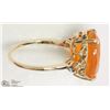 Image 3 : 10K YELLOW GOLD MEXICAN FIRE OPAL SOLITAIRE RING