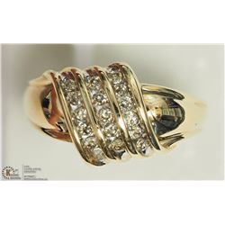 10K Y.GOLD DIAMOND SWIRL STYLE CHANNEL SET RING