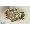 Image 1 : 10K Y.GOLD DIAMOND SWIRL STYLE CHANNEL SET RING