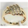 Image 2 : 10K Y.GOLD DIAMOND SWIRL STYLE CHANNEL SET RING
