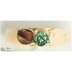 10K YELLOW GOLD GREEN DIAMOND SOLITAIRE RING