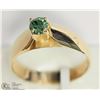 Image 2 : 10K YELLOW GOLD GREEN DIAMOND SOLITAIRE RING