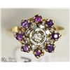 Image 1 : 10K YELLOW GOLD AMETHYST & DIAMOND RING