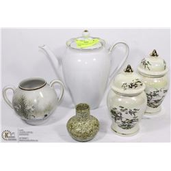 LOT OF ASST CHINA TEA POTS AND MORE