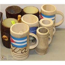 GROUP OF 8 ASSORTED WOOD STEINS