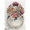 Image 2 : STERLING SILVER RUBY & SAPPHIRE RING