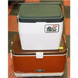 THERMOS BROWN COOLER & COLEMAN GREEN & WHITE