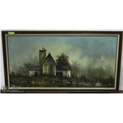 VINTAGE ESTATE FRAMED OIL ON CANVAS PAINTING -