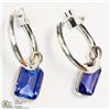 Image 1 : 14K WHITE GOLD EMERALD CUT TANZANITE EARRINGS