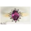 Image 1 : 14K YELLOW GOLD PINK SAPPHIRE & DIAMOND RING