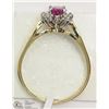 Image 2 : 14K YELLOW GOLD PINK SAPPHIRE & DIAMOND RING
