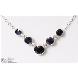10K WHITE GOLD SAPPHIRE & DIAMOND NECKLACE