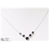 Image 2 : 10K WHITE GOLD SAPPHIRE & DIAMOND NECKLACE