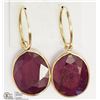 Image 1 : 14K YELLOW GOLD RUBY HOOP EARRINGS