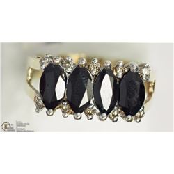 14K YELLOW GOLD SAPPHIRE & DIAMOND RING