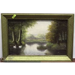 VINTAGE ESTATE FRAMED OIL ON CANVAS PAINTING -