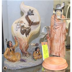 3PC FIRST NATIONS STATUES -OLD MAN & CAMPING SCENE