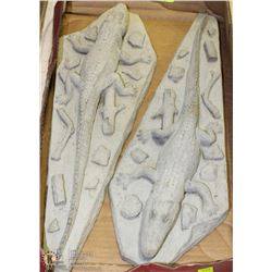 2 CONCRETE ALLIGATORS 17" LONG
