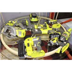 RYOBI 8 PC 18 VOLT LITHIUM CORDLESS TOOL SET WITH