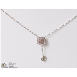 14K WHITE GOLD PINK & WHITE DIAMOND NECKLACE